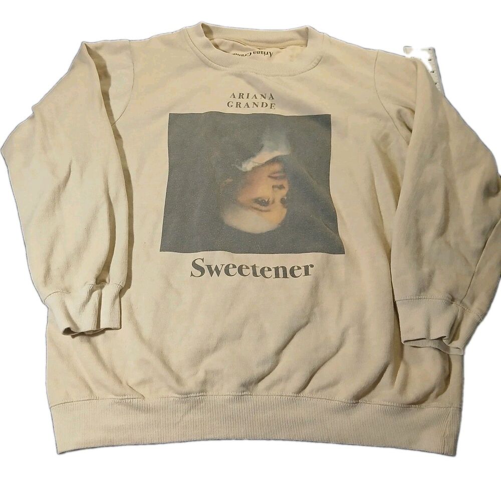 Ariana Grande Sweatshirt Womens XXL Beige Sweetener Crew Pullover Fleece 2XL